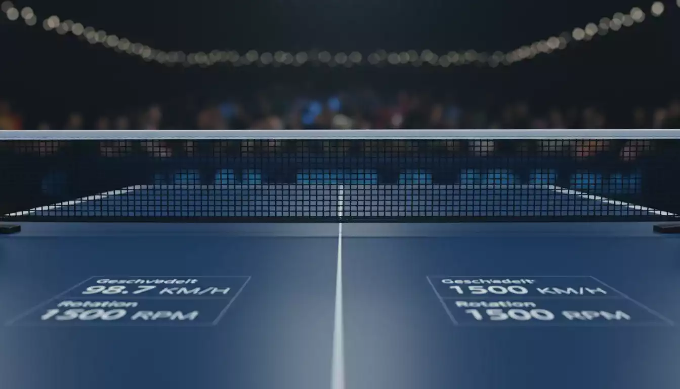 Tischtennis-Netz in Nahaufnahme auf professionellem Tisch für Quotenverständnis